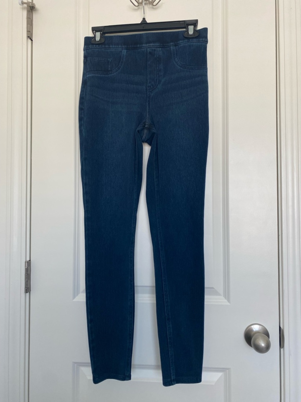 Spanx Jean-ish Leggings S Blue High Rise Stretch Skinny Denim Pull On Shaping